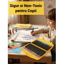 Carioci cu Slipici SIKS, Set 36 Bucati, Cerneala pe Baza de Apa, Culori Intense, Servieta Plastic cu Maner, Multicolor