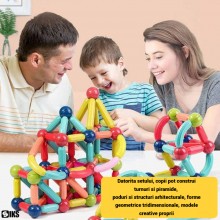 Set De Constructie Magnetic 3D SIKS 42 De Piese, Dezvolta Imaginatia Si Abilitatile Mortice, Inteligent, Numeroase Posibilita...