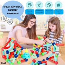 Set Constructie Magnetica 3D EDAR, 42 Piese, Stick-uri si bile magnetice, Jucarie STEM Educativa pentru Copii, Dezvoltare Abi...