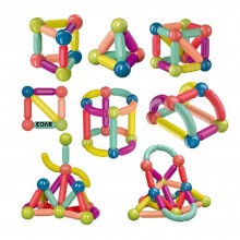 Set Constructie Magnetica 3D EDAR, 42 Piese, Stick-uri si bile magnetice, Jucarie STEM Educativa pentru Copii, Dezvoltare Abi...