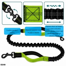 Lesa Elastica Bungee Pentru Caini EDAR, Tip Maini Libere, Pentru Jogging, Alergare si Plimbare, cu Centura si Borseta, Extens...