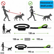 Lesa Elastica Bungee Pentru Caini EDAR, Tip Maini Libere, Pentru Jogging, Alergare si Plimbare, cu Centura si Borseta, Extens... Lesa Elastica Bungee Pentru Caini EDAR, Tip Maini Libere, Pentru Jogging, Alergare si Plimbare, cu Centura si Borseta, Extens...