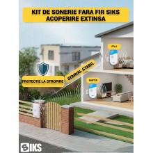 Sonerie Fara Fir SIKS, 2 Receptoare Interioare, Buton Exterior Rezistent la Apa, 36 Melodii, Raza 50 m, Functionare pe Bateri...