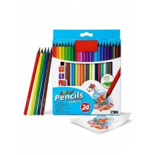 Set Creioane Colorate SIKS 24 De Bucati, Pentru Desen, Scoala, Gradinita, Activitati Creative, Corp Hexagonal Din Plastic Rez...