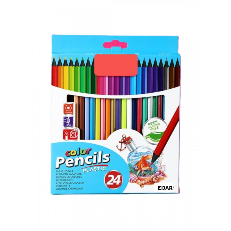 Set Creioane Colorate EDAR, 24 Bucati, Corp Hexagonal fara Lemn, Culori Intense, pentru Scoala, Gradinite si Activitati Creat... Set Creioane Colorate EDAR, 24 Bucati, Corp Hexagonal fara Lemn, Culori Intense, pentru Scoala, Gradinite si Activitati Creat...
