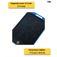 Tableta Grafica De Scris Si Desenat SIKS Pentru Copii, Ecran LCD Panel 6.5 Inch, Afisaj Colorat Cu Stylus Inclus Si Buton Ste...