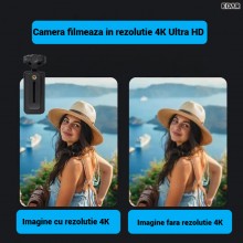 Camera Video Sport EDAR 4K Ultra HD pentru Vlogging, Lentila Rotativa 180°, Ecran TFT 1.54", Detectie Miscare, Inregistrare B...
