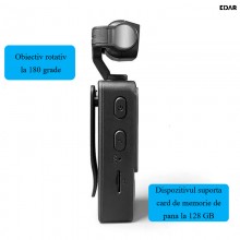 Camera Video Sport EDAR 4K Ultra HD pentru Vlogging, Lentila Rotativa 180°, Ecran TFT 1.54", Detectie Miscare, Inregistrare B...