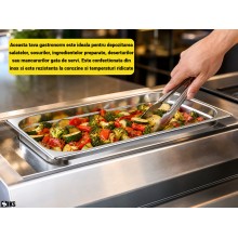 Tava Gastronorm GN 1/1 SIKS Din Inox Inoxidabil Cu Capac Inclus, Pentru Bucatarie, Depozitare Salate, Sosuri, Mancare, Compat...