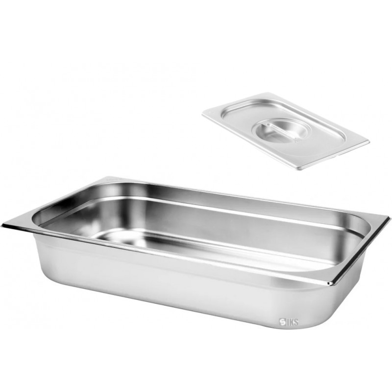 Tava Gastronorm GN 1/1 SIKS Din Inox Inoxidabil Cu Capac Inclus, Pentru Bucatarie, Depozitare Salate, Sosuri, Mancare, Compat...