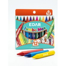 Set 12 Creioane Cerate EDAR, Groase, 10 cm, Culori Intense Non-Toxice, Pentru Copii, Gradinta, Scoala, Desen si Colorat, Mult...
