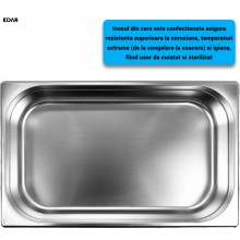 Tava Gastronorm EDAR GN 1 / 1 Din Inox Cu Capac, 14 L, 53x32.5x10 cm, Stivuibila, Compatibila Cuptor si Frigider, Potrivit pe...