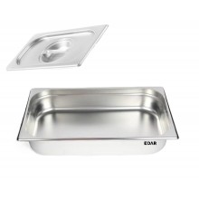 Tava Gastronorm EDAR GN 1 / 1 Din Inox Cu Capac, 14 L, 53x32.5x10 cm, Stivuibila, Compatibila Cuptor si Frigider, Potrivit pe...