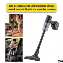 Aspirator Fara Fir SIKS Portabil Cu Acumulator Pentru Masina, Vertical, De Mana, Filtru Hepa Lavabil, Ideal Casa Si Auto, Asp...