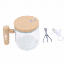 Cana Inteligenta cu Amestecare Automata SIKS, Sticla Borosilicata, 400 ml, Acumulator 800 mAh, Incarcare USB, Pornire One-Cli...