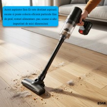 Aspirator Fara Fir EDAR, Portabil Pentru Casa si Masina, Vertical si de Mana, cu Acumulator, Filtru HEPA Lavabil, Aspirare Us...