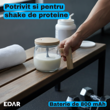 Cana Inteligenta cu Amestecare Automata EDAR, Sticla Borosilicata, 400 ml, Acumulator 800 mAh, Incarcare USB, Pornire One-Cli... Cana Inteligenta cu Amestecare Automata EDAR, Sticla Borosilicata, 400 ml, Acumulator 800 mAh, Incarcare USB, Pornire One-Cli...
