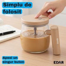 Cana Inteligenta cu Amestecare Automata EDAR, Sticla Borosilicata, 400 ml, Acumulator 800 mAh, Incarcare USB, Pornire One-Cli... Cana Inteligenta cu Amestecare Automata EDAR, Sticla Borosilicata, 400 ml, Acumulator 800 mAh, Incarcare USB, Pornire One-Cli...