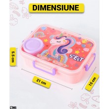 Caserola SIKS Pentru Pranz Si Pachetel Scoala Copii, Cutie Cu 3 Compartimente, Recipient Pentru Sos Separat, Inchidere Etansa... Caserola SIKS Pentru Pranz Si Pachetel Scoala Copii, Cutie Cu 3 Compartimente, Recipient Pentru Sos Separat, Inchidere Etansa...