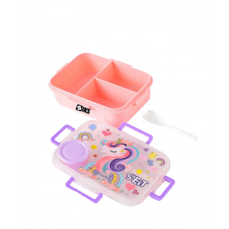 Caserola SIKS Pentru Pranz Si Pachetel Scoala Copii, Cutie Cu 3 Compartimente, Recipient Pentru Sos Separat, Inchidere Etansa... Caserola SIKS Pentru Pranz Si Pachetel Scoala Copii, Cutie Cu 3 Compartimente, Recipient Pentru Sos Separat, Inchidere Etansa...