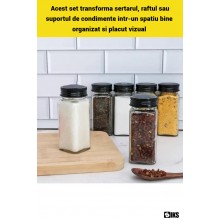 Set 24 Recipiente SIKS Din Sticla Pentru Condimente Si Mirodenii, Borcanele Cu Capacitate De 120 ml, Forma Patrata Economie S...