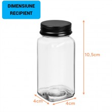 Set 24 Recipiente pentru Condimente EDAR, Sticla 120 ml, Forma Patrata, Capace Metalice negre si Shaker Universal, Organizato...