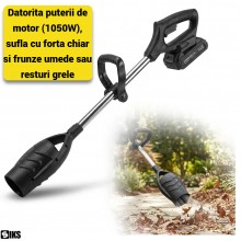 Suflanta De Frunze SIKS Electrica Cu Acumulator, Pentru Curte Si Gradina, Tija Reglabila Reglabila 100-135 Cm, Putere 1050W, ...