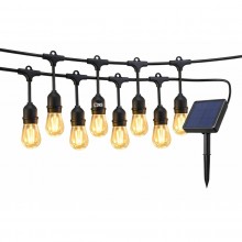 Ghirlanda Luminoasa Solara pentru Terasa si Gradina SIKS, 20 m, 20 Becuri LED Pendul, Lumina Calda 3000K, Alimentare Panou So...