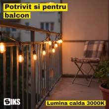 Ghirlanda Luminoasa Solara pentru Terasa si Gradina SIKS, 20 m, 20 Becuri LED Pendul, Lumina Calda 3000K, Alimentare Panou So... Ghirlanda Luminoasa Solara pentru Terasa si Gradina SIKS, 20 m, 20 Becuri LED Pendul, Lumina Calda 3000K, Alimentare Panou So...