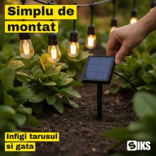 Ghirlanda Luminoasa Solara pentru Terasa si Gradina SIKS, 20 m, 20 Becuri LED Pendul, Lumina Calda 3000K, Alimentare Panou So... Ghirlanda Luminoasa Solara pentru Terasa si Gradina SIKS, 20 m, 20 Becuri LED Pendul, Lumina Calda 3000K, Alimentare Panou So...
