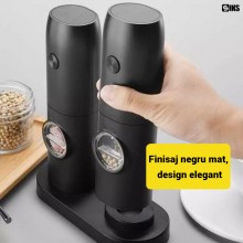 Set 2 Rasnite Electrice SIKS Pentru Sare, Piper Sau Alte Condimente, Inoxidabil, Nivel Rasnire Ajustabil, Functionare pe Bate... Set 2 Rasnite Electrice SIKS Pentru Sare, Piper Sau Alte Condimente, Inoxidabil, Nivel Rasnire Ajustabil, Functionare pe Bate...