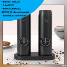 Set 2 x Rasnita Electrica EDAR Pentru Sare, Piper, Condimente, Nivel Macinare Reglabil, Functionare cu Baterii, Suport Inclus... Set 2 x Rasnita Electrica EDAR Pentru Sare, Piper, Condimente, Nivel Macinare Reglabil, Functionare cu Baterii, Suport Inclus...
