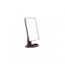 Oglinda de Machiaj SIKS, Iluminata cu 16 LED-uri, Comutator ON/OFF, Rotatie 180º, Picior cu Tava pentru Depozitare, Roz
