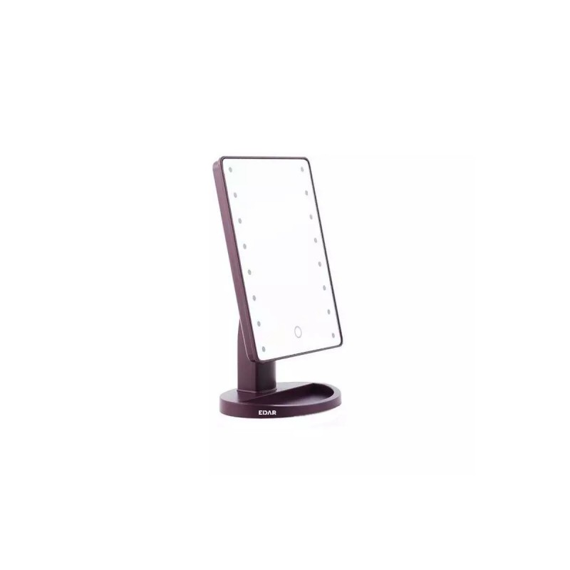 Oglinda Cosmetica pentru Machiaj cu 16 LED-uri EDAR, Lumina Alba Fixa, Rotatie de 180 Grade, Buton Tactil pe Fata, Alimentare...