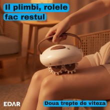 Aparat de Masaj Anticelulitic Electric EDAR, 6 Role Rotative cu 78 de Degete de Silicon, 2 Trepte de Viteza, Putere de 12 W, ...