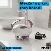 Aparat de Masaj Anticelulitic Electric EDAR, 6 Role Rotative cu 78 de Degete de Silicon, 2 Trepte de Viteza, Putere de 12 W, ...