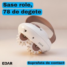 Aparat de Masaj Anticelulitic Electric EDAR, 6 Role Rotative cu 78 de Degete de Silicon, 2 Trepte de Viteza, Putere de 12 W, ...