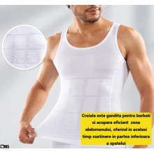 Maiou Modelator SIKS pentru Barbati, Efect de Subtiere, Sustine Spatele, de Slabit, Marimea XL, Alb Maiou Modelator SIKS pentru Barbati, Efect de Subtiere, Sustine Spatele, de Slabit, Marimea XL, Alb