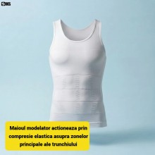Maiou Modelator SIKS pentru Barbati, Efect de Subtiere, Sustine Spatele, de Slabit, Marimea XL, Alb
