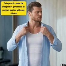 Maiou Modelator SIKS pentru Barbati, Efect de Subtiere, Sustine Spatele, de Slabit, Marimea XXL, Alb Maiou Modelator SIKS pentru Barbati, Efect de Subtiere, Sustine Spatele, de Slabit, Marimea XXL, Alb