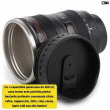 Cana Termo SIKS in Forma de Obiectiv Foto EF 24-105mm, Interior Inox, Exterior Plastic, Mentine Bauturile Calde, Capacitate 4... Cana Termo SIKS in Forma de Obiectiv Foto EF 24-105mm, Interior Inox, Exterior Plastic, Mentine Bauturile Calde, Capacitate 4...