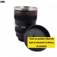 Cana Termo SIKS in Forma de Obiectiv Foto EF 24-105mm, Interior Inox, Exterior Plastic, Mentine Bauturile Calde, Capacitate 4...