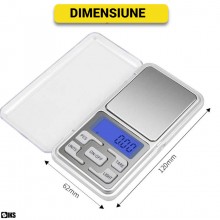 Mini Cantar Electronic de Buzunar SIKS, pentru Bijuterii, Afisaj LCD, Portabil, Capacitate Maxima 200 g, Functie TARE si Auto...