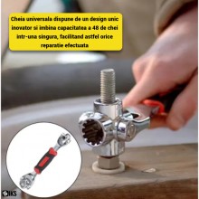 Cheie Universala Multifunctionala SIKS 48 in 1, Capete Rotative 360°, Inclinare 45°, pentru Piulite si Suruburi, Precizie Mar...