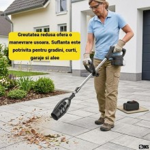Suflanta De Frunze SIKS Electrica Cu Acumulator, Pentru Curte Si Gradina, Tija Reglabila Reglabila 100-135 Cm, Putere 1050W, ...