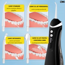 Irigator Bucal SIKS Dus Bucal Portabil Pentru Adulti Si Copii, Water Flosser IPX7, Irigator Oral Cu Presiune 1400 Pulsatii/mi...