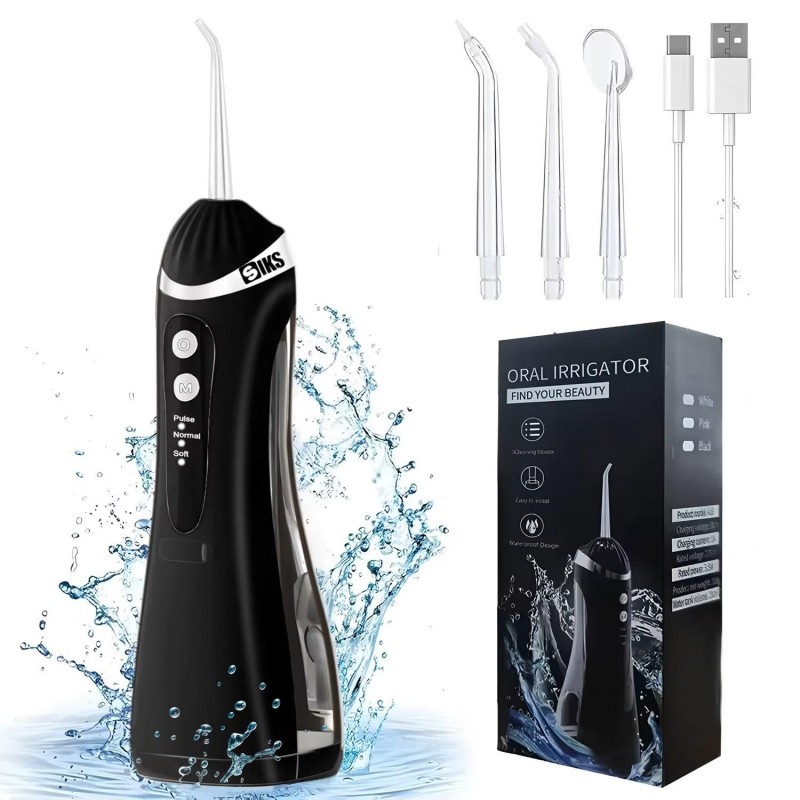 Irigator Bucal SIKS Dus Bucal Portabil Pentru Adulti Si Copii, Water Flosser IPX7, Irigator Oral Cu Presiune 1400 Pulsatii/mi...