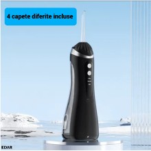 Irigator Bucal Portabil EDAR, Dus Oral Water Flosser IPX7, 1400 Pulsatii/min, 3 Moduri de Curatare, Rezervor 200 ml, 4 Capete... Irigator Bucal Portabil EDAR, Dus Oral Water Flosser IPX7, 1400 Pulsatii/min, 3 Moduri de Curatare, Rezervor 200 ml, 4 Capete...
