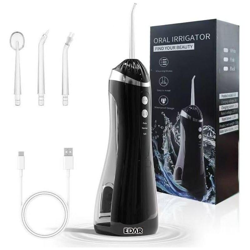 Irigator Bucal Portabil EDAR, Dus Oral Water Flosser IPX7, 1400 Pulsatii/min, 3 Moduri de Curatare, Rezervor 200 ml, 4 Capete... Irigator Bucal Portabil EDAR, Dus Oral Water Flosser IPX7, 1400 Pulsatii/min, 3 Moduri de Curatare, Rezervor 200 ml, 4 Capete...