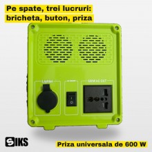 Statie Portabila de Alimentare SIKS, 384 Wh, Putere AC de 600 W, Acumulator LiFePO4 de 12,8 V si 30 Ah, Panou Solar de 50 W I... Statie Portabila de Alimentare SIKS, 384 Wh, Putere AC de 600 W, Acumulator LiFePO4 de 12,8 V si 30 Ah, Panou Solar de 50 W I...